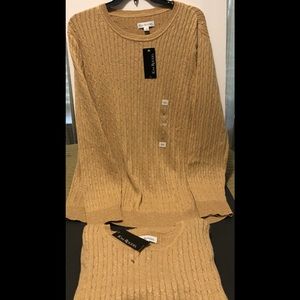 Kim Rogers Tan/gold cable crew sweater size 2X
